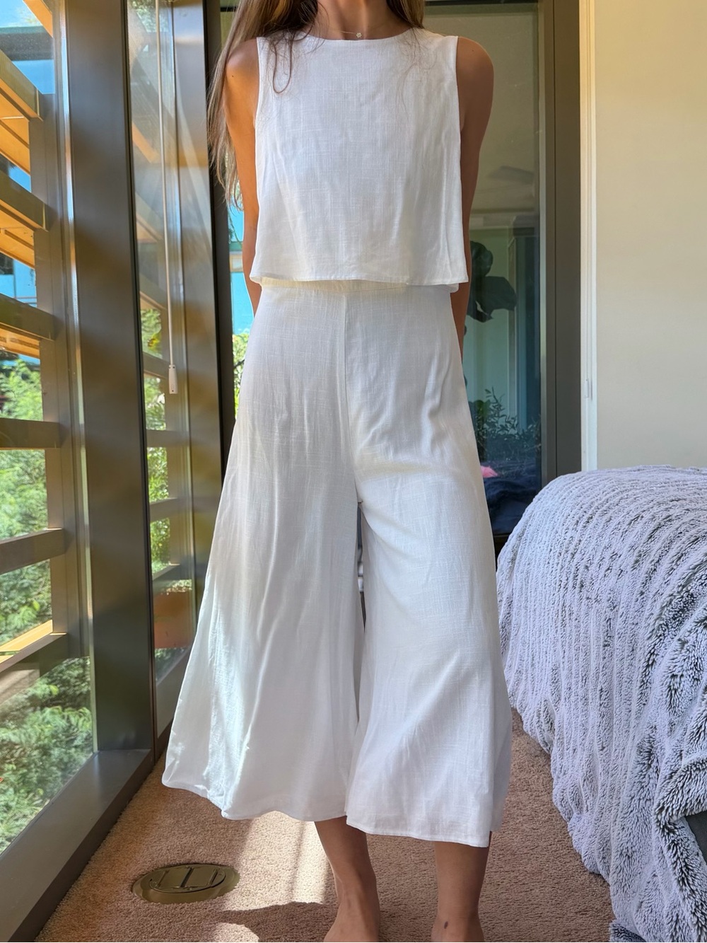 MVN White Summer Wide Leg Jumpsuit - Picture 1 of 4